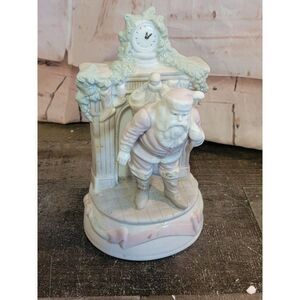 Ceramic Santa music box Xmas Decor wreaths toy sack fireplace